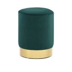 POUF VELOURS VERT ET DORE