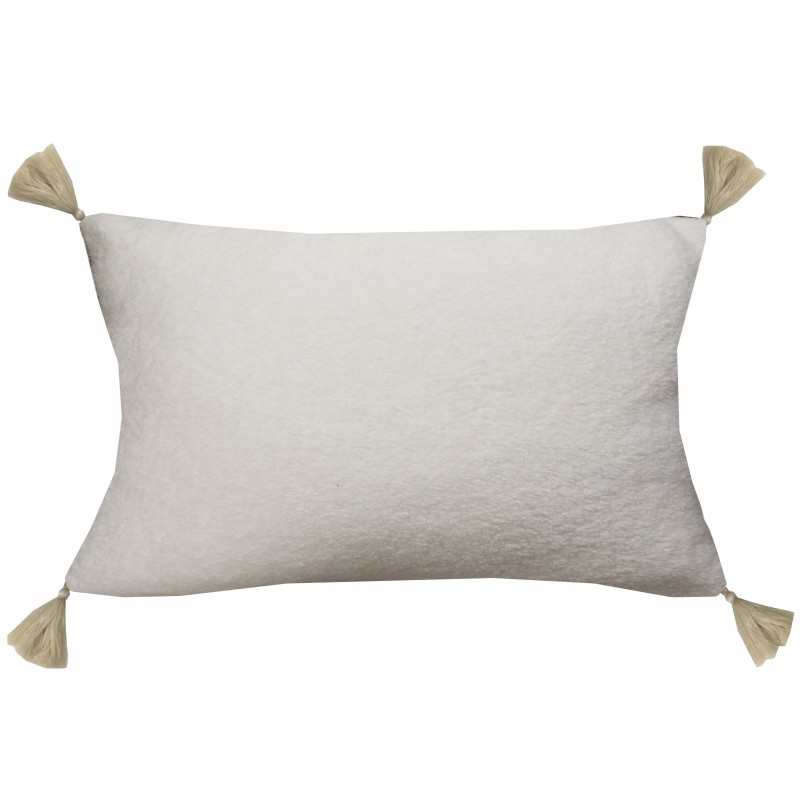 COUSSIN RECTANGULAIRE BOUCLETTE BLANC 30X50 CM