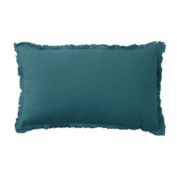 COUSSIN RECTANGULAIRE LIN BORDS EFFILÉS BLEU 30X50 CM