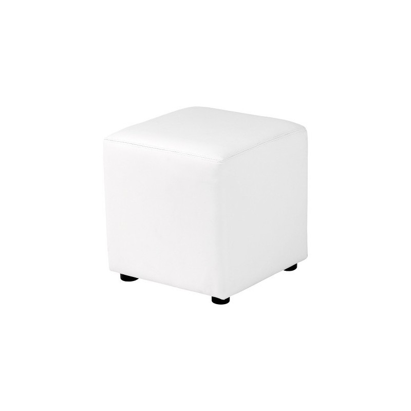 POUF LOUNGE CUBE SIMILI CUIR BLANC