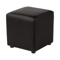 POUF LOUNGE CUBE SIMILI CUIR NOIR