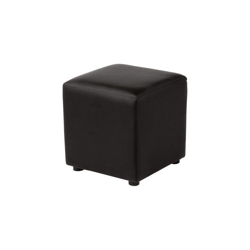 POUF LOUNGE CUBE SIMILI CUIR NOIR