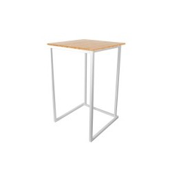 TABLE MANGE DEBOUT CARRÉE KUBO BLANC PLATEAU BOIS