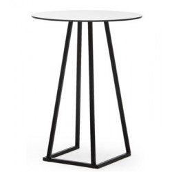 TABLE MANGE DEBOUT RONDE LINEA NOIR PLATEAU BLANC