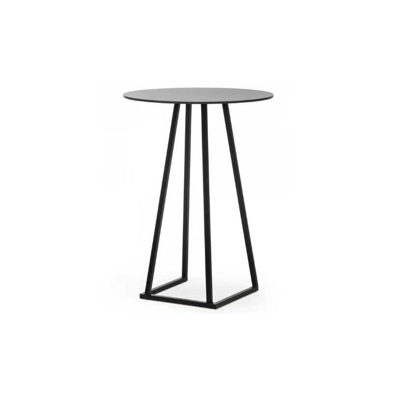 TABLE MANGE DEBOUT RONDE LINEA NOIR PLATEAU NOIR