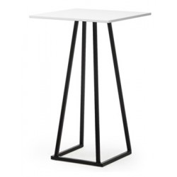 TABLE MANGE DEBOUT CARRÉE LINEA NOIR PLATEAU BLANC