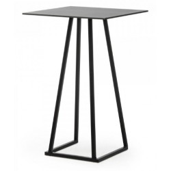 TABLE MANGE DEBOUT CARRÉE LINEA NOIR PLATEAU NOIR