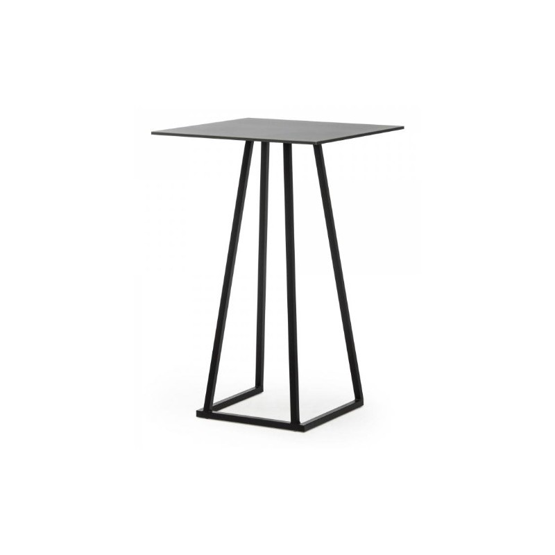 TABLE MANGE DEBOUT CARRÉE LINEA NOIR PLATEAU NOIR