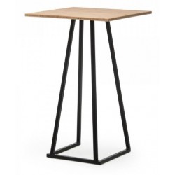 TABLE MANGE DEBOUT CARRÉE LINEA NOIR PLATEAU BOIS