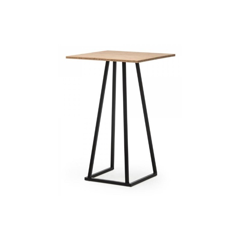 TABLE MANGE DEBOUT CARRÉE LINEA NOIR PLATEAU BOIS