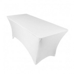 TABLE BUFFET RECTANGULAIRE CLASSIQUE 183 CM HOUSSÉE BLANCHE