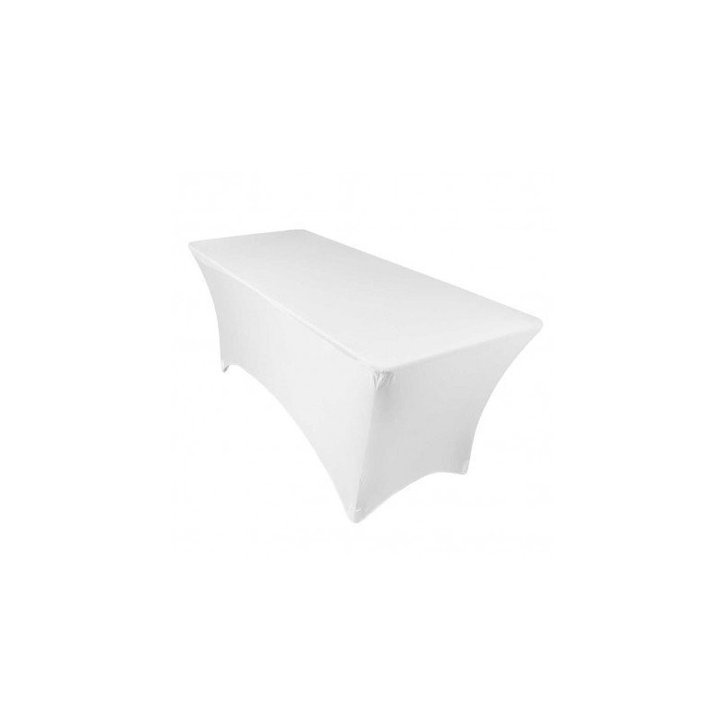 TABLE BUFFET RECTANGULAIRE CLASSIQUE 183 CM HOUSSÉE BLANCHE