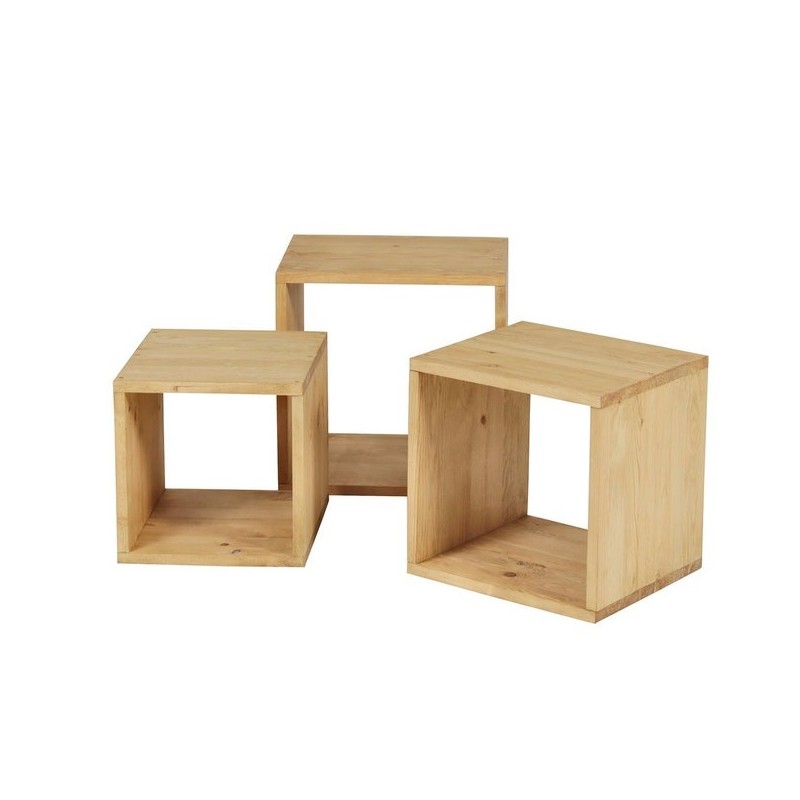 LOT DE 3 RÉHAUSSES GIGOGNES CARRÉES EN BOIS