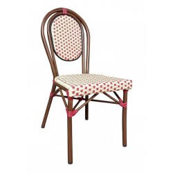 CHAISE BISTROT ÉCRU ET ROUGE