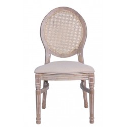 CHAISE MÉDAILLON BOIS ET BEIGE