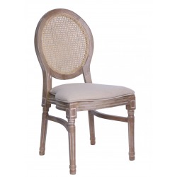 CHAISE MÉDAILLON BOIS ET BEIGE