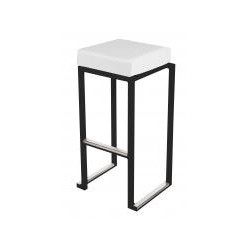 TABOURET HAUT KUBO NOIR ASSISE BLANCHE