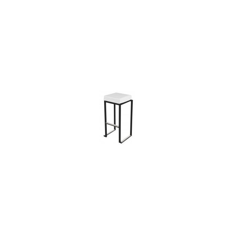 TABOURET HAUT KUBO NOIR ASSISE BLANCHE