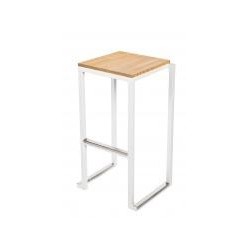 TABOURET KUBO HAUT BLANC ASSISE BOIS