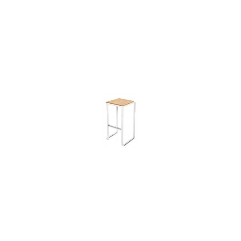 TABOURET KUBO HAUT BLANC ASSISE BOIS