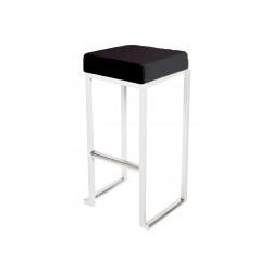 TABOURET HAUT KUBO BLANC ASSISE NOIRE