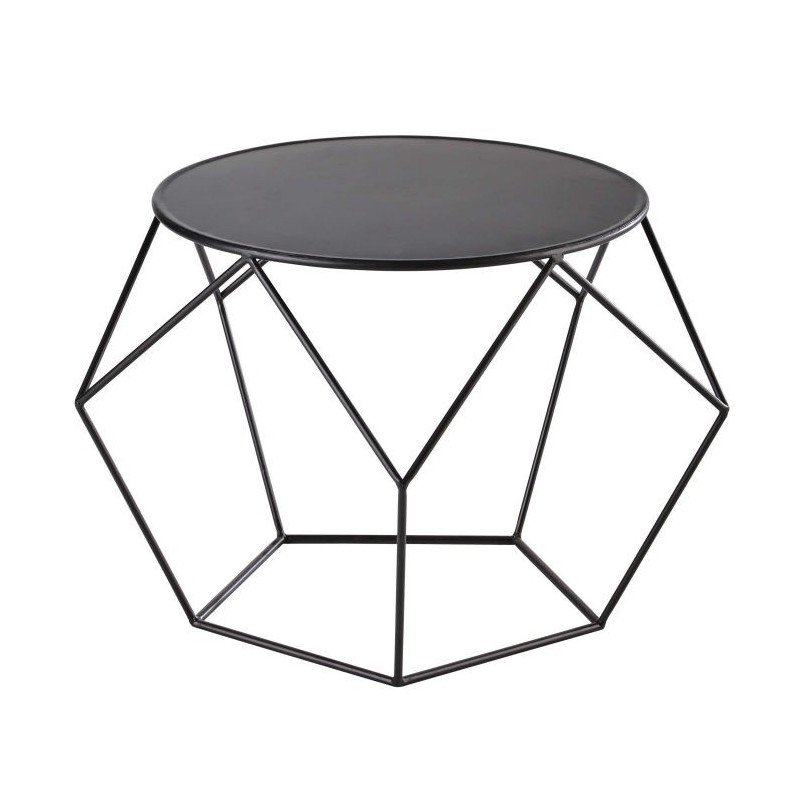 TABLE BASSE RONDE DESIGN METAL NOIR