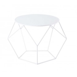 TABLE BASSE RONDE DESIGN METAL BLANC