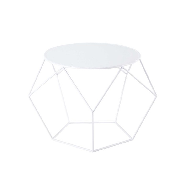 TABLE BASSE RONDE DESIGN METAL BLANC