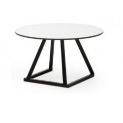 TABLE BASSE RONDE LINEA NOIR PLATEAU BLANC