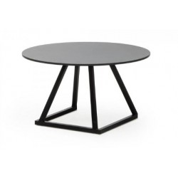 TABLE BASSE RONDE LINEA NOIR PLATEAU NOIR