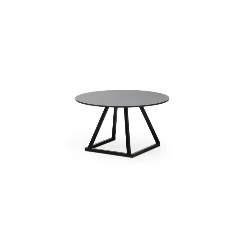 TABLE BASSE RONDE LINEA NOIR PLATEAU NOIR