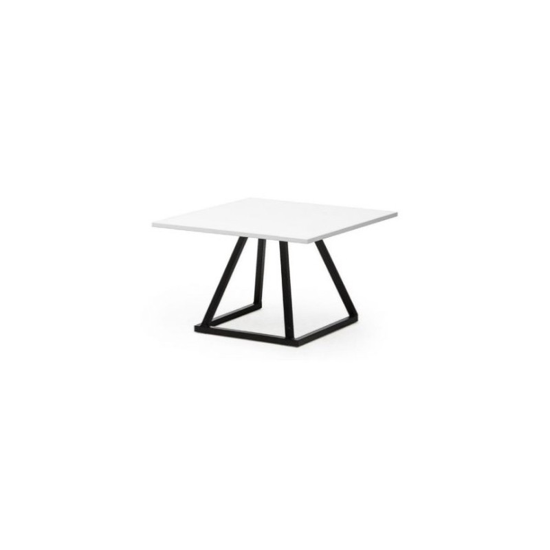 TABLE BASSE CARRÉE LINEA NOIR PLATEAU BLANC